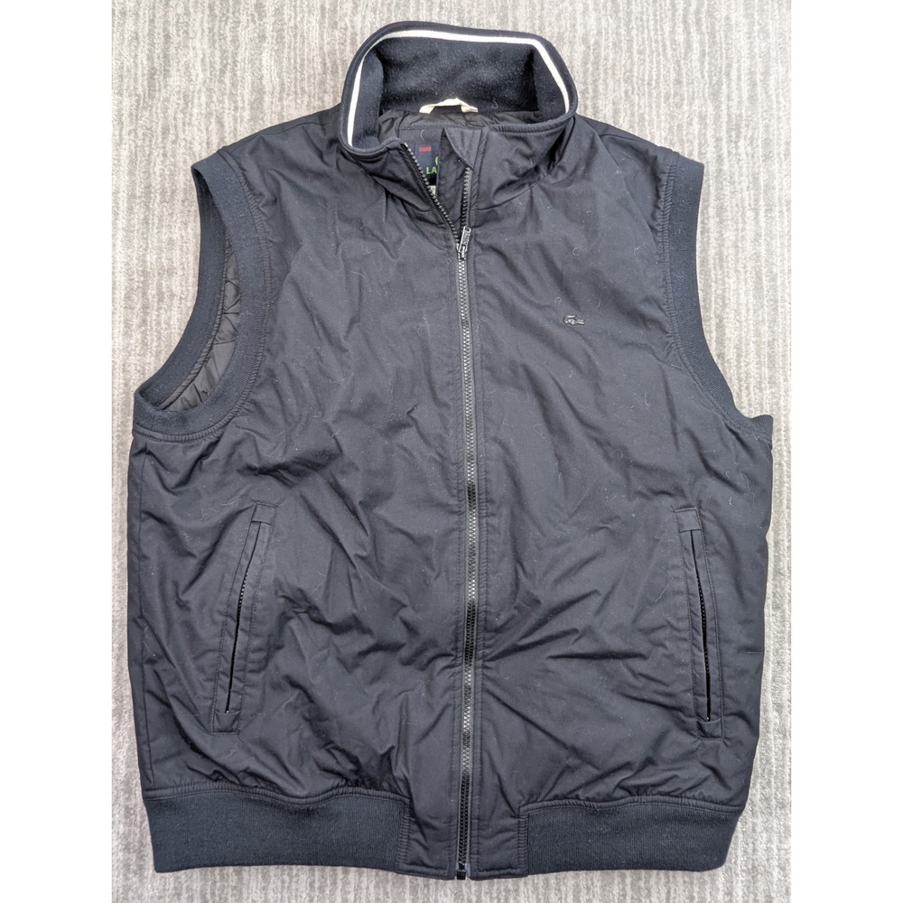 Lacoste Men's Full Zip Puffer Vest Black Men's Large 54/6 Zip Pockets Winter